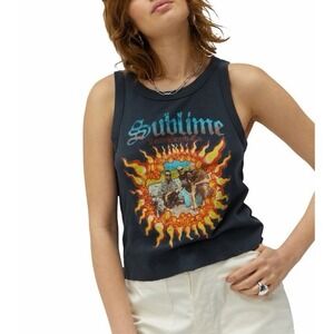 Daydreamer Sublime Cropped Tank Top Sz Large Music Alt Girl Gray Soft Cotton EUC
